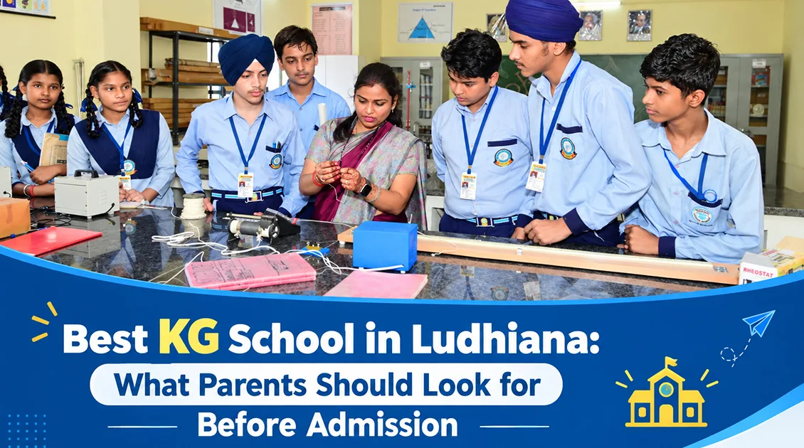 Children learning with a teacher at a KG school in Ludhiana